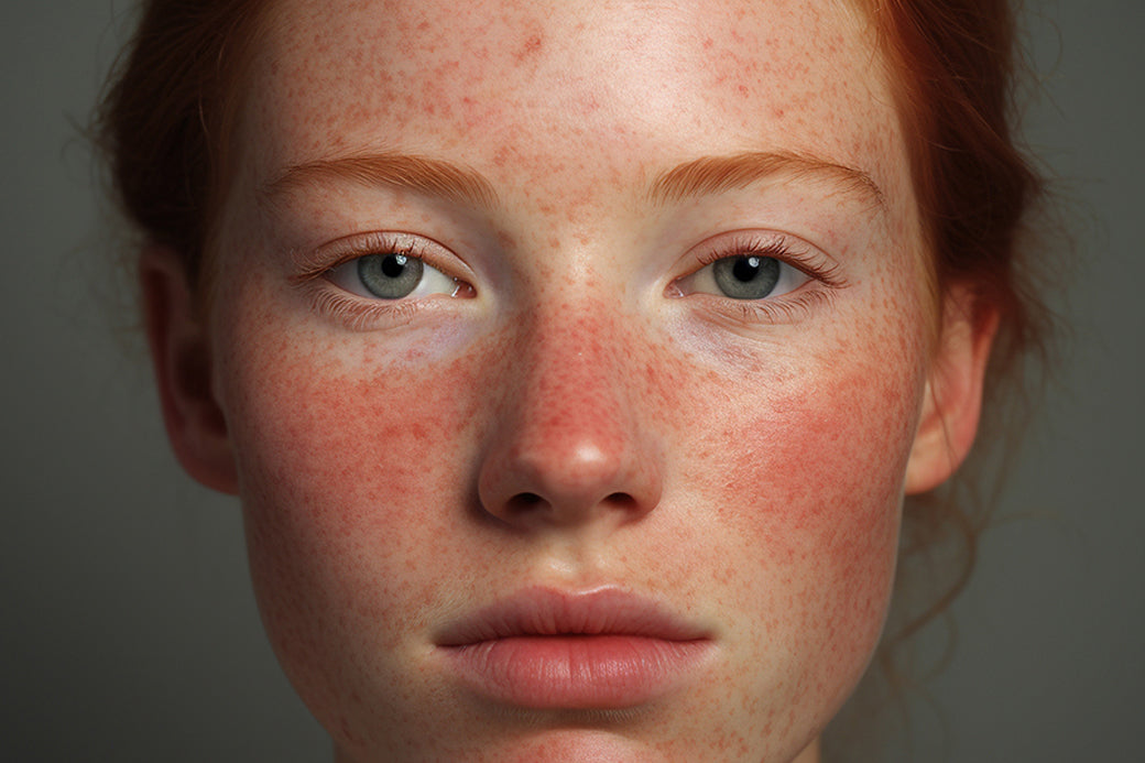 a girl with sensitive skin on face